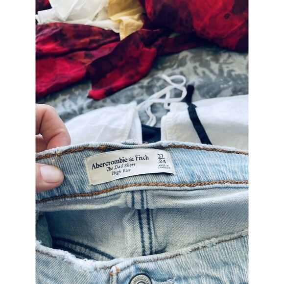 NWT Abercrombie & Fitch Dad High Rise Shorts Light Wash 37 Plus Size NEW - Picture 6 of 7